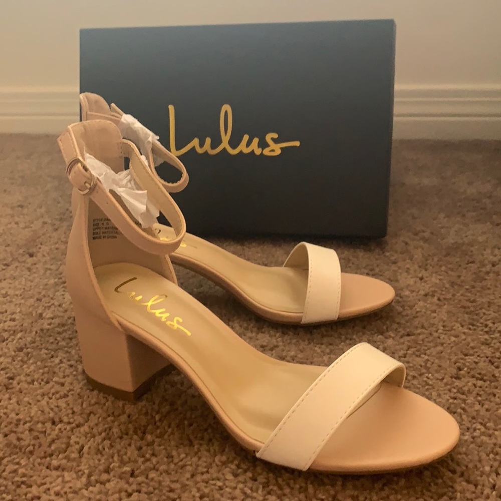 Lulus Harper Block Style heels in nude/white size 6.5